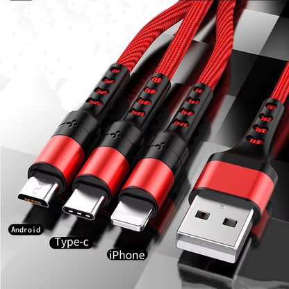 Cable USB 3 En 1 Para Iphone, Cable De Carga Rápida Para Teléfono Micro USB Tipo C, Xiaomi, Huawei, Samsung, Cable Cargador Para Ipad