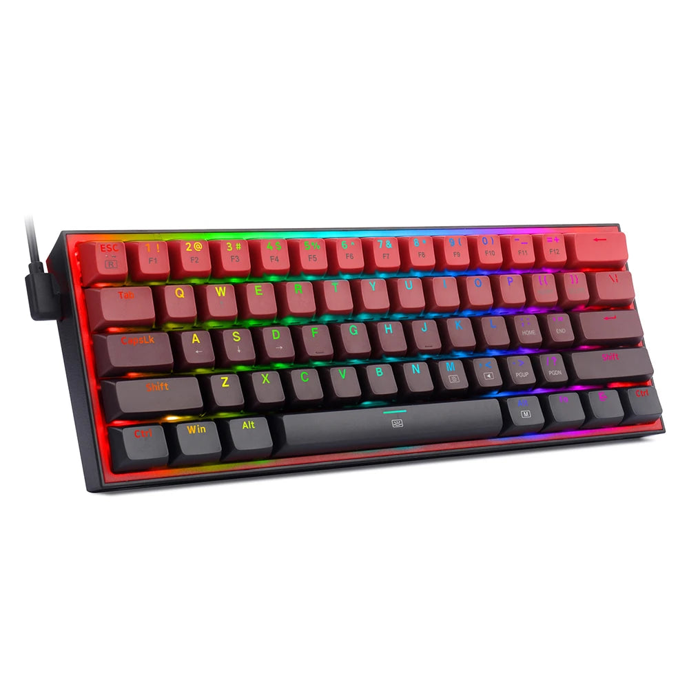 Fizz K617 RGB USB Mini Mechanical Gaming Wired Keyboard Red Switch 61 Key Gamer for Computer PC Laptop Detachable Cable