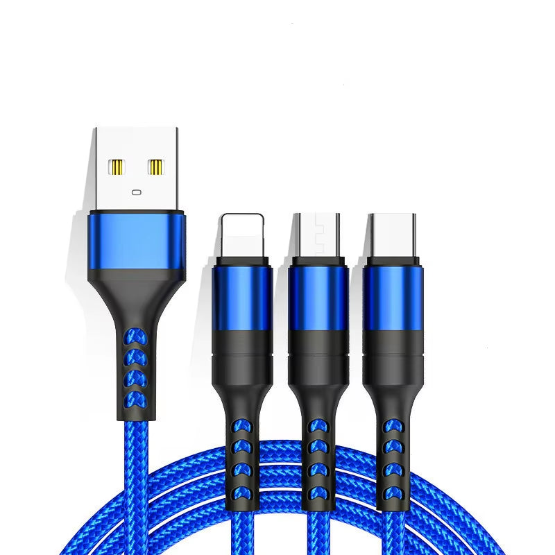 Cable USB 3 En 1 Para Iphone, Cable De Carga Rápida Para Teléfono Micro USB Tipo C, Xiaomi, Huawei, Samsung, Cable Cargador Para Ipad