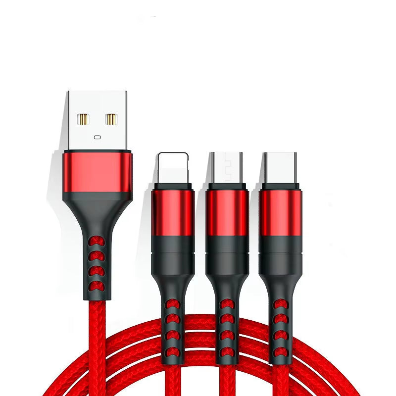 Cable USB 3 En 1 Para Iphone, Cable De Carga Rápida Para Teléfono Micro USB Tipo C, Xiaomi, Huawei, Samsung, Cable Cargador Para Ipad