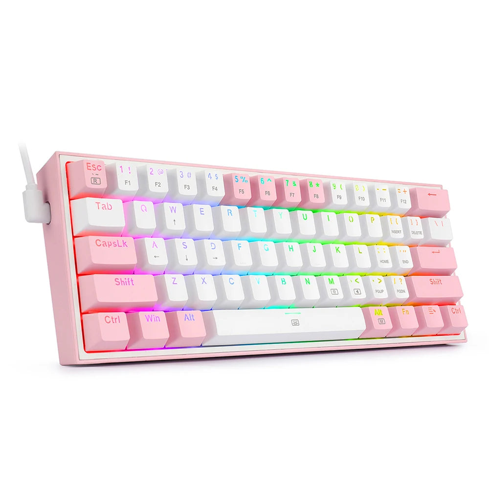 Fizz K617 RGB USB Mini Mechanical Gaming Wired Keyboard Red Switch 61 Key Gamer for Computer PC Laptop Detachable Cable