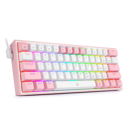 Fizz K617 RGB USB Mini Mechanical Gaming Wired Keyboard Red Switch 61 Key Gamer for Computer PC Laptop Detachable Cable