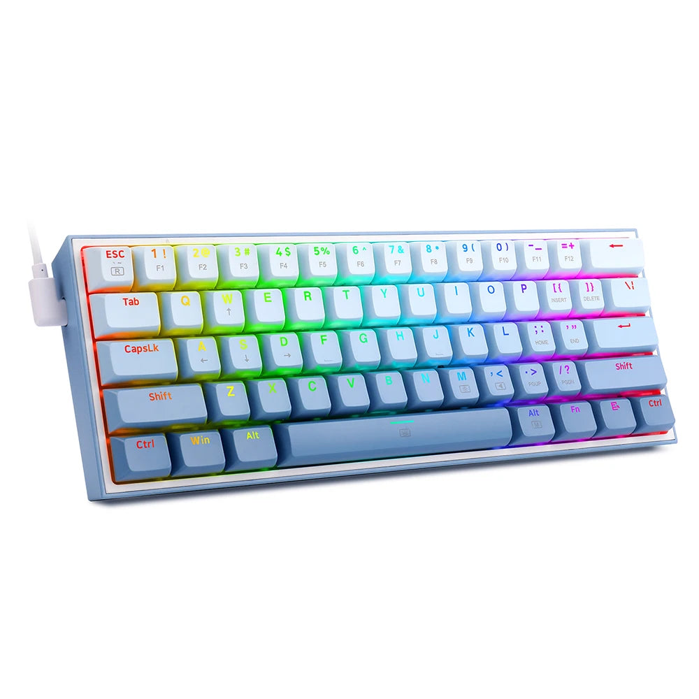 Fizz K617 RGB USB Mini Mechanical Gaming Wired Keyboard Red Switch 61 Key Gamer for Computer PC Laptop Detachable Cable