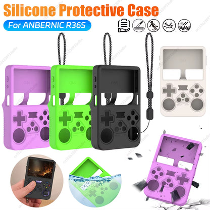 Funda De Silicona a Prueba De Golpes, Funda Protectora Antiarañazos, Funda De Piel Suave Con Cordón Para Consola De Juegos Portátil ANBERNIC R36S