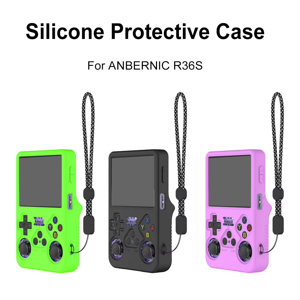 Funda De Silicona a Prueba De Golpes, Funda Protectora Antiarañazos, Funda De Piel Suave Con Cordón Para Consola De Juegos Portátil ANBERNIC R36S