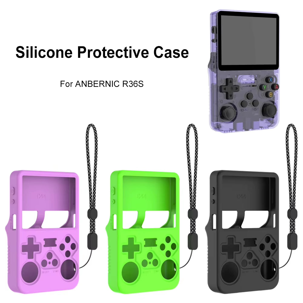 Funda De Silicona a Prueba De Golpes, Funda Protectora Antiarañazos, Funda De Piel Suave Con Cordón Para Consola De Juegos Portátil ANBERNIC R36S