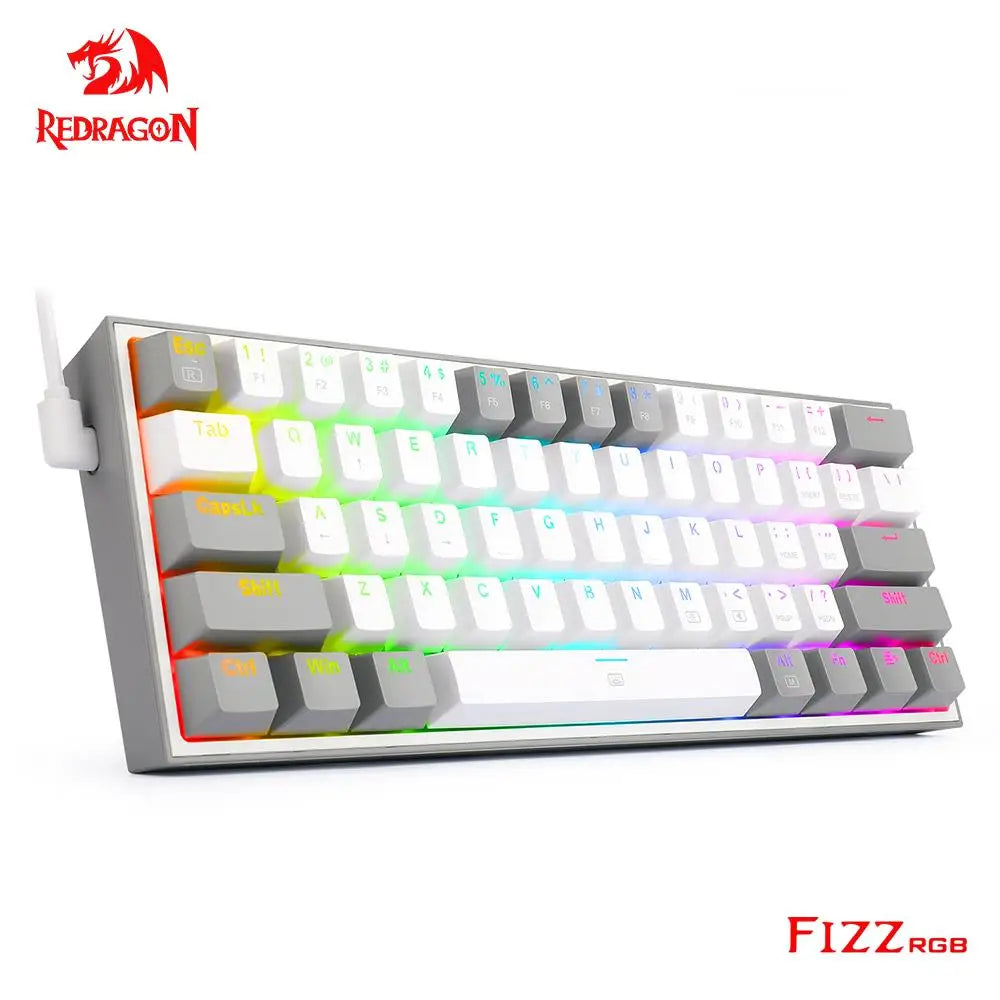 Fizz K617 RGB USB Mini Mechanical Gaming Wired Keyboard Red Switch 61 Key Gamer for Computer PC Laptop Detachable Cable